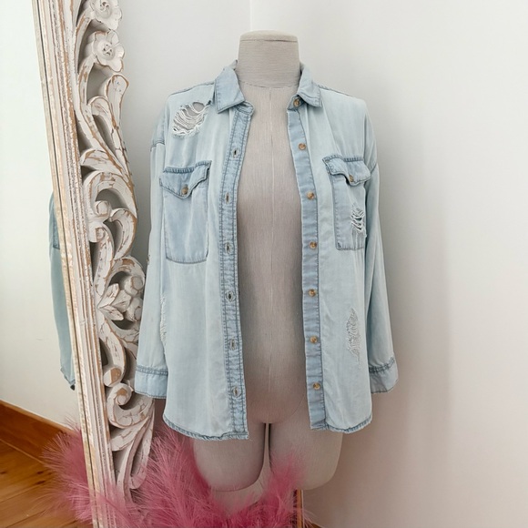 Denim Ripped Shirt - Picture 1 of 6